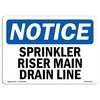 Signmission Safety Sign, OSHA Notice, 7" Height, Rigid Plastic, Sprinkler Riser Main Drain Line Sign, Landscape OS-NS-P-710-L-18402
